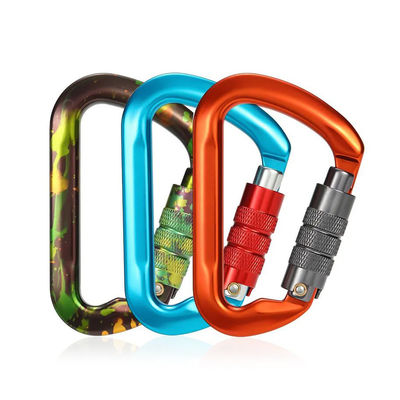 Alumínio 30KN D Forma de Escalada Snap Hook Carabiner externo personalizado
