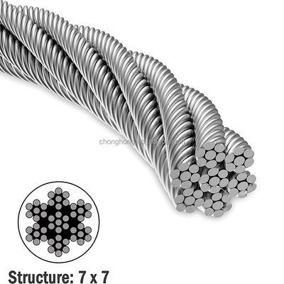comprar Núcleo de aço 7*19 SS Cabo de aço AISI304 AISI316 Cabos de aço 8mm Cable Inox Contido de Si 1,0% 7x19 Cabo de aço inoxidável online manufacture