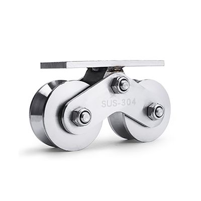 Bom preço. Roda de roda dupla de ranhuras V 304 de aço inoxidável para porta pesada on-line