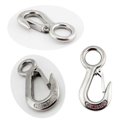 Bom preço. 304 de aço inoxidável gancho de elevação de guindaste grande olho com fecho resistente à corrosão on-line