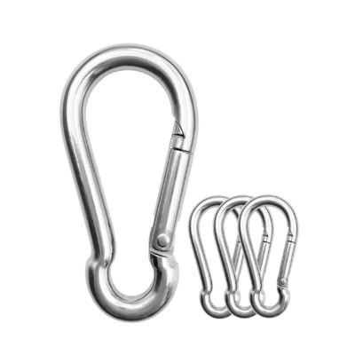 Finitura polida Carabiner de aço inoxidável Snap Spring Hook Clip com aceitação OEM