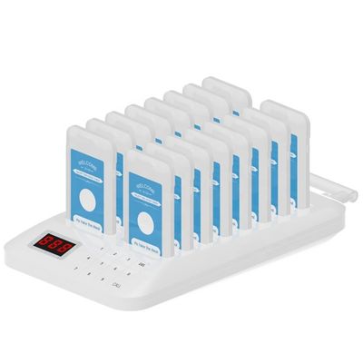 Bom preço. Bateria de lítio de 300mAh Vibrante sem fio Serviçoso Sistema de chamadas Aplicação Buffet Cor Vinho Pager vermelho com base preta on-line