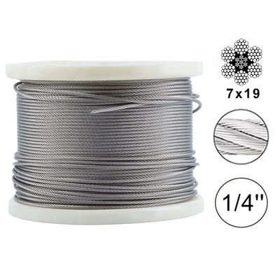 Bom preço. Cabos de aço não revestidos de 250 pés para pavimentação de grades Kit de hardware Sistema de comprimento 250 pés T316 Cabos de aço inoxidável on-line