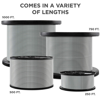 Bom preço. MIL-DTL-83420 Galvanizado Cable de Aeronáutica Acero Cobra de Arame com 7x7 / 7x19 Construção e 3/64 