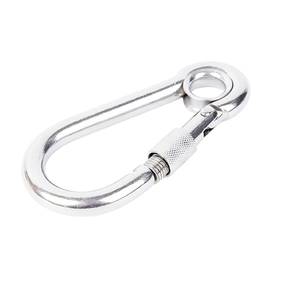 Bom preço. Mosquetão de mola DIN5299, parafuso de aço inoxidável, gancho de pressão, clipes de mosquetão de escalada com olho on-line