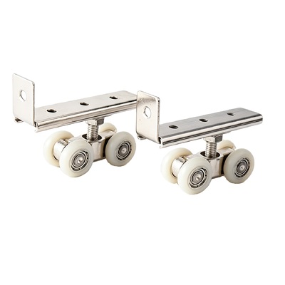 Bom preço. Conjunto de roda de pista deslizante de metal de 4 rodas cabide kit de polia de rolamento de esferas para guarda-roupa, armário, porta de celeiro on-line